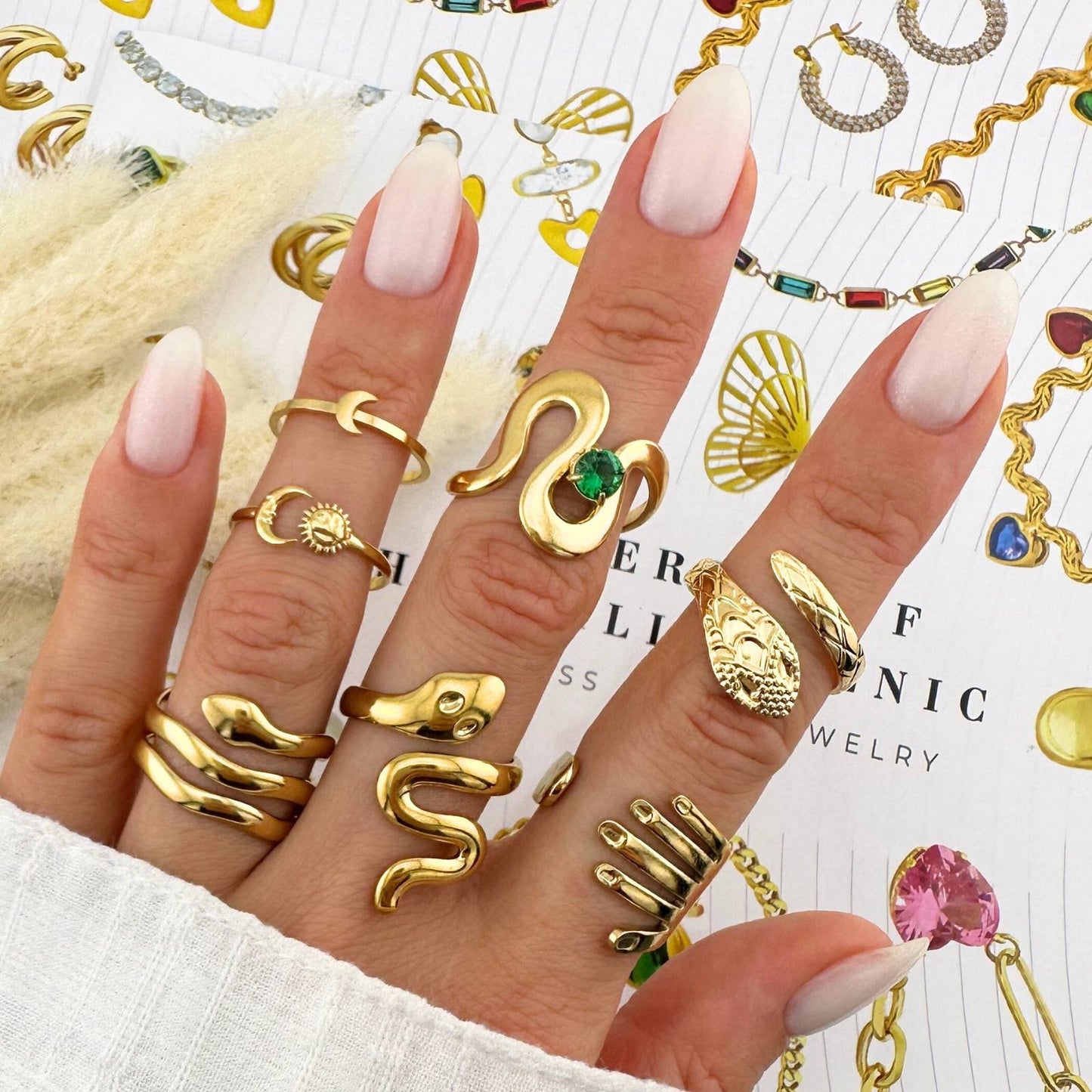 Crescent Ring, 18K Gold Plated Steel