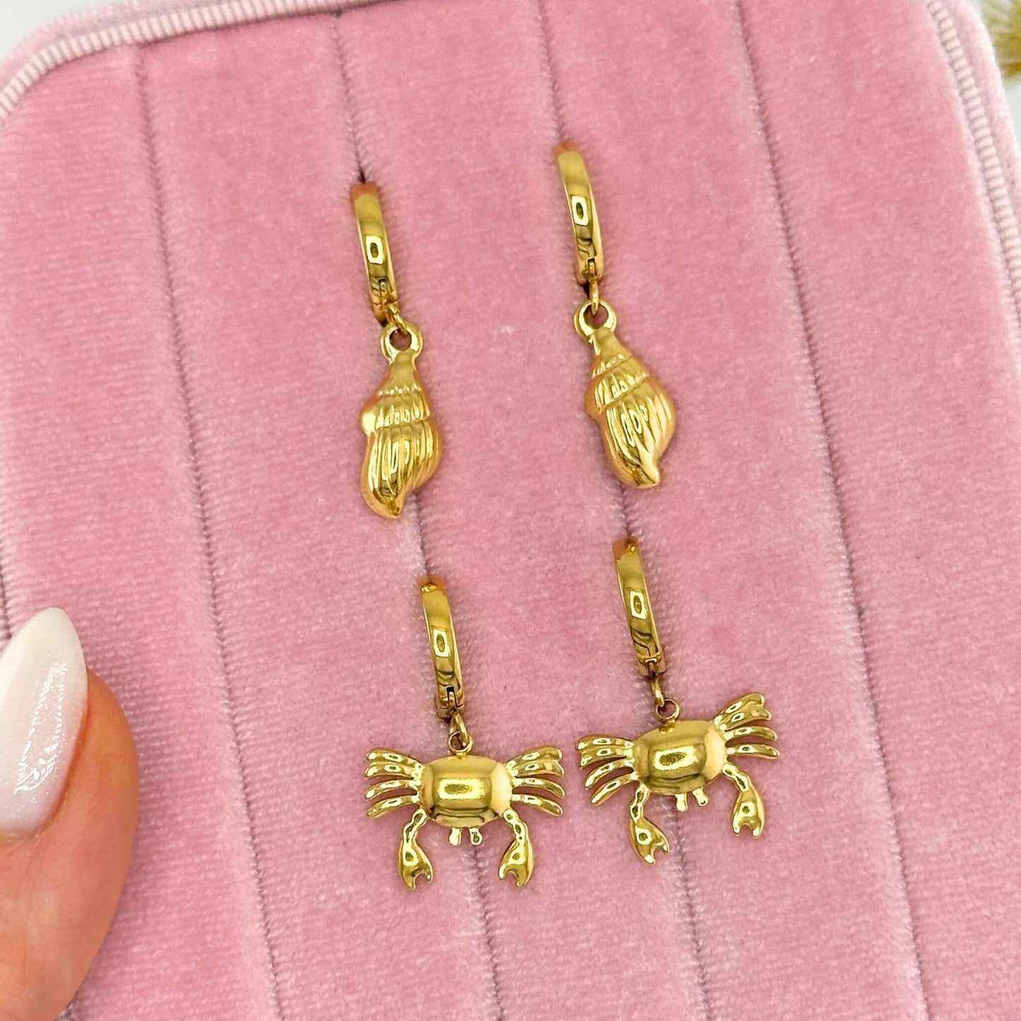 Crabs Earrings, 18K Gold Plated Steel