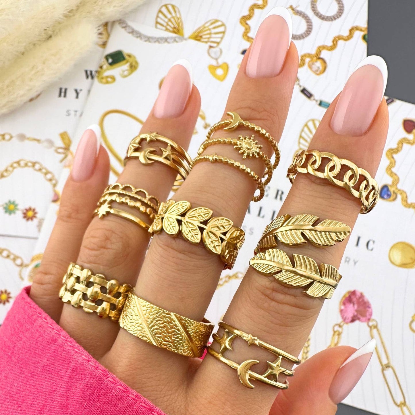 Ring, 18K Gold Plated Steel
