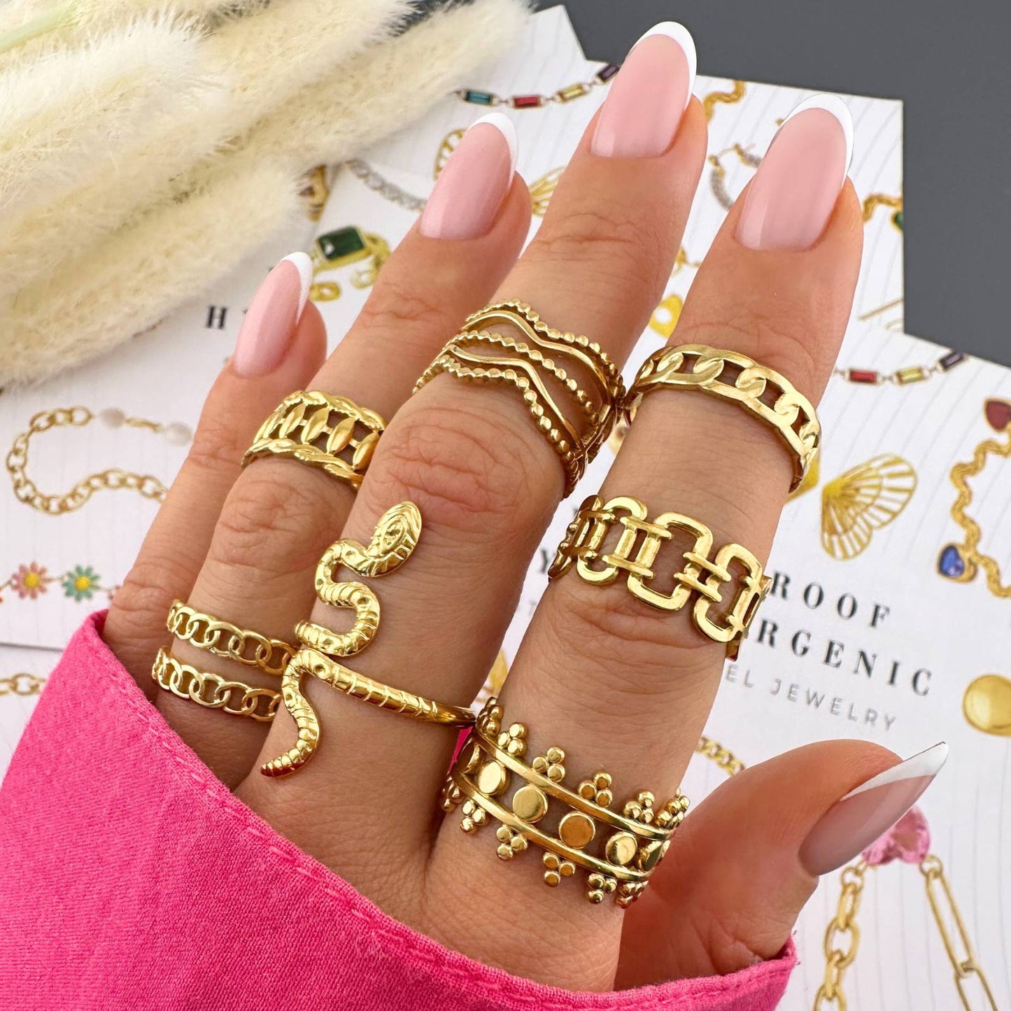 Ring, 18K Gold Plated Steel