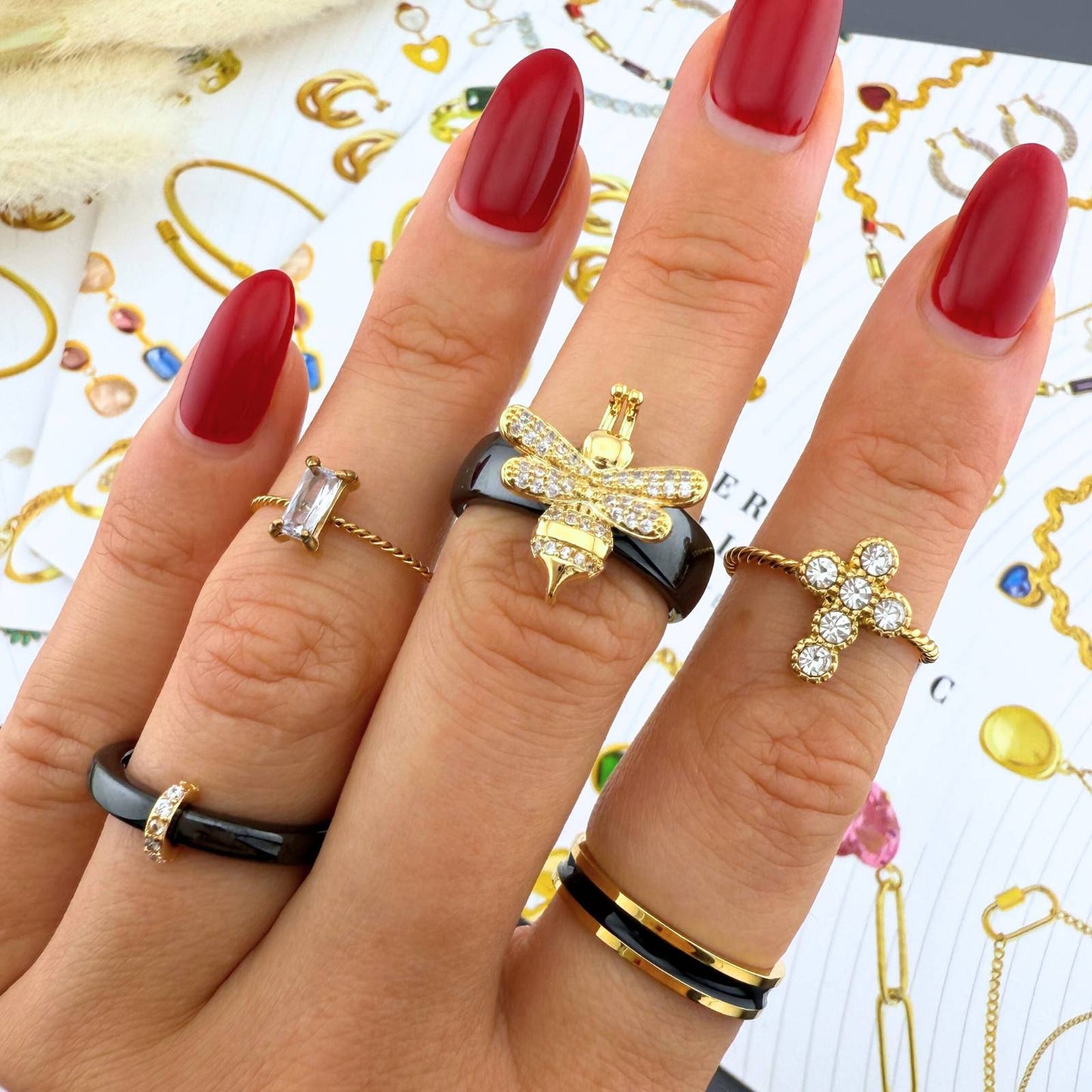 Ring, 18K Gold Plated Brass