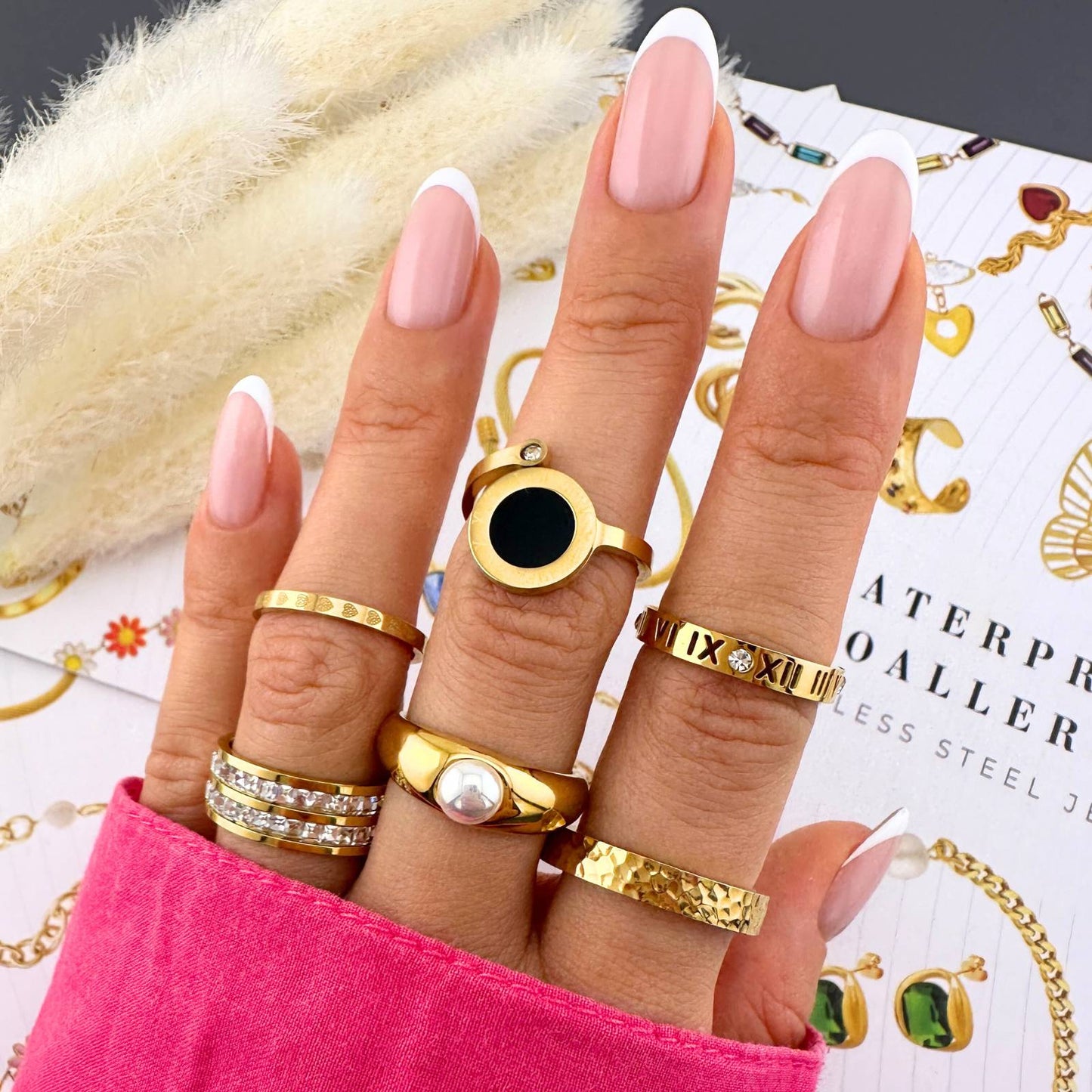 Hearts Ring, 18K Gold Plated Steel