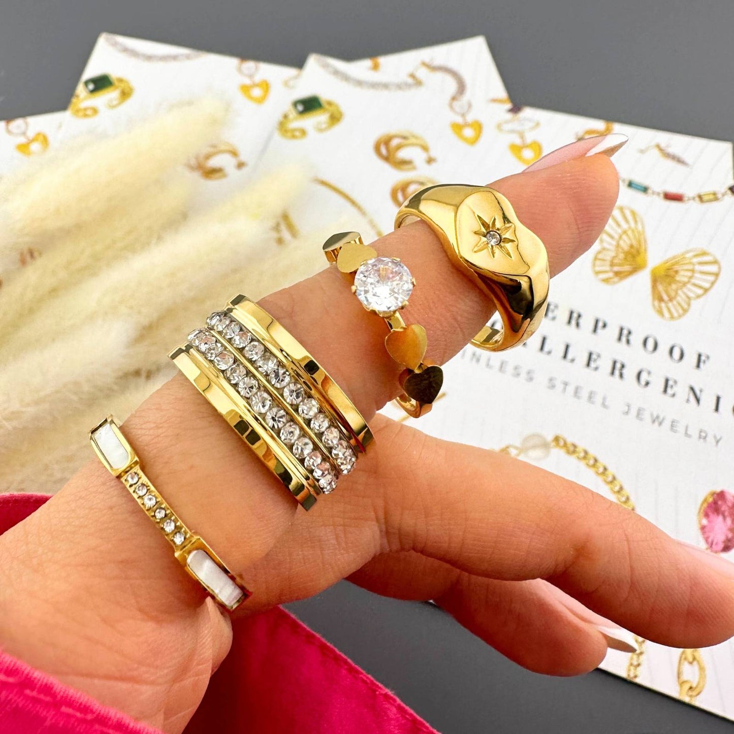 Ring, 18K Gold Plated Steel
