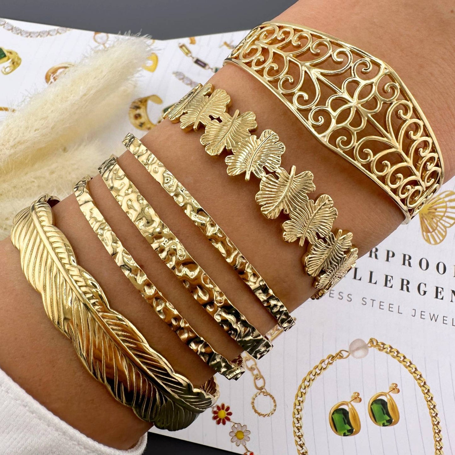 Bracelet, 18K Gold Plated Steel
