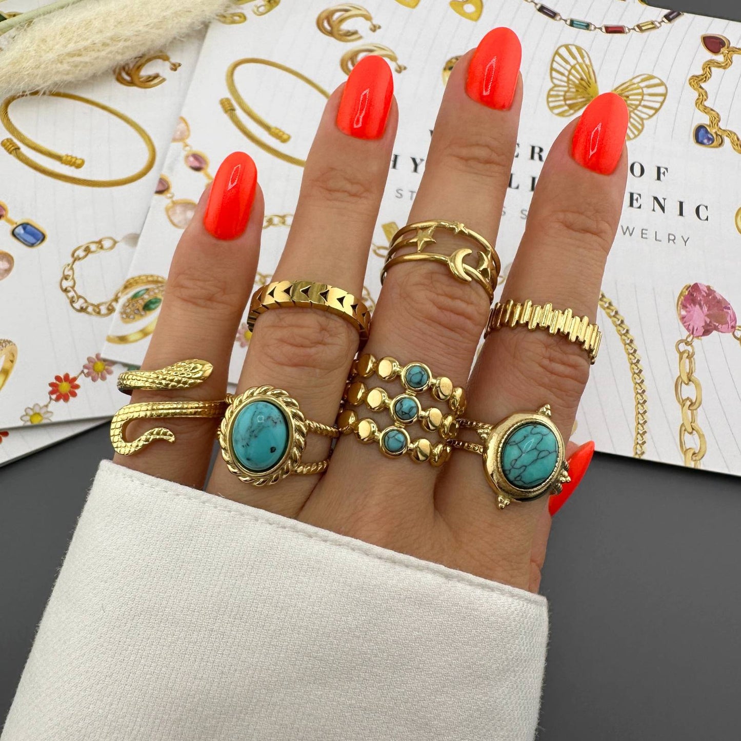 Ring, 18K Gold Plated Steel