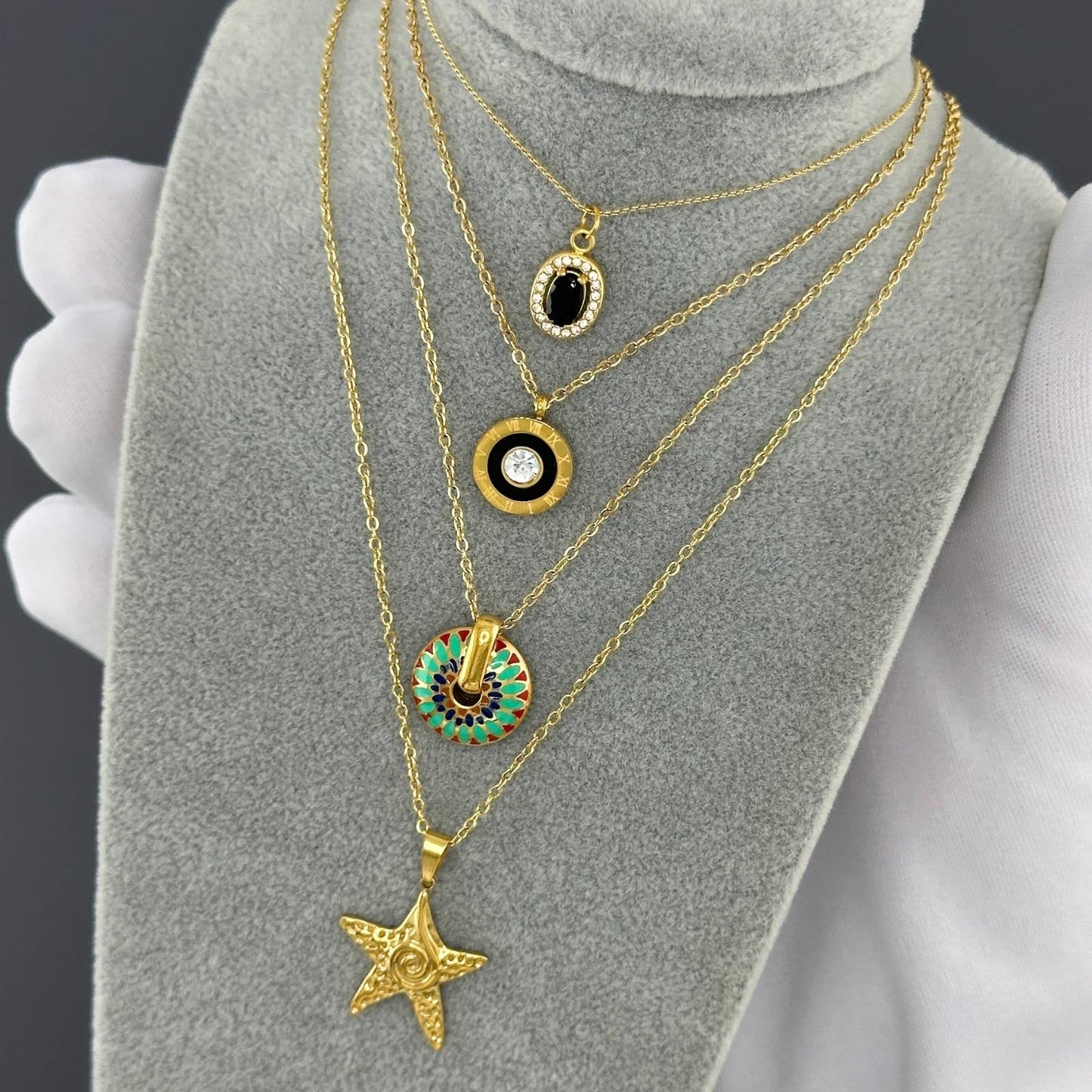 Starfish Necklace, 18K Gold Plated Steel