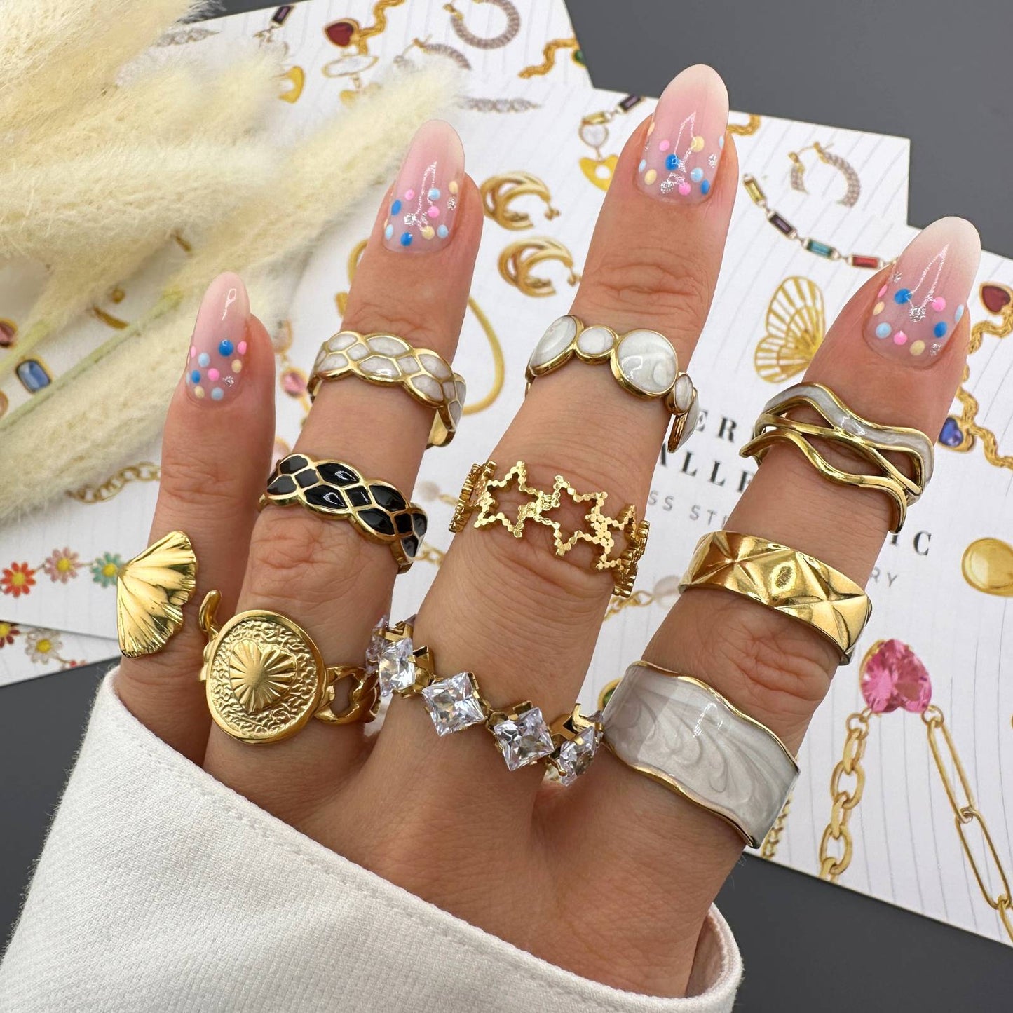 Ring, 18K Gold Plated Steel