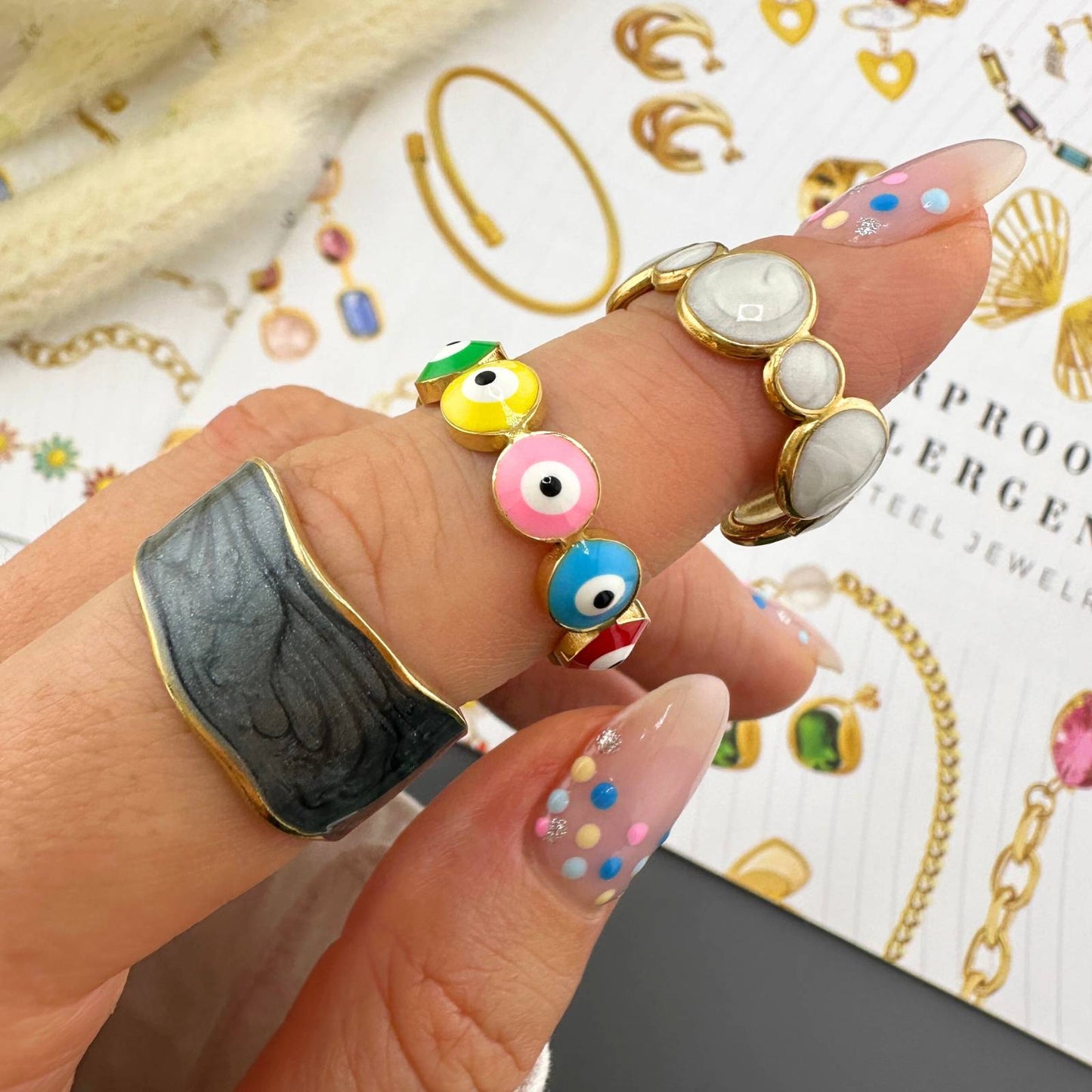 Ring, 18K Gold Plated Steel