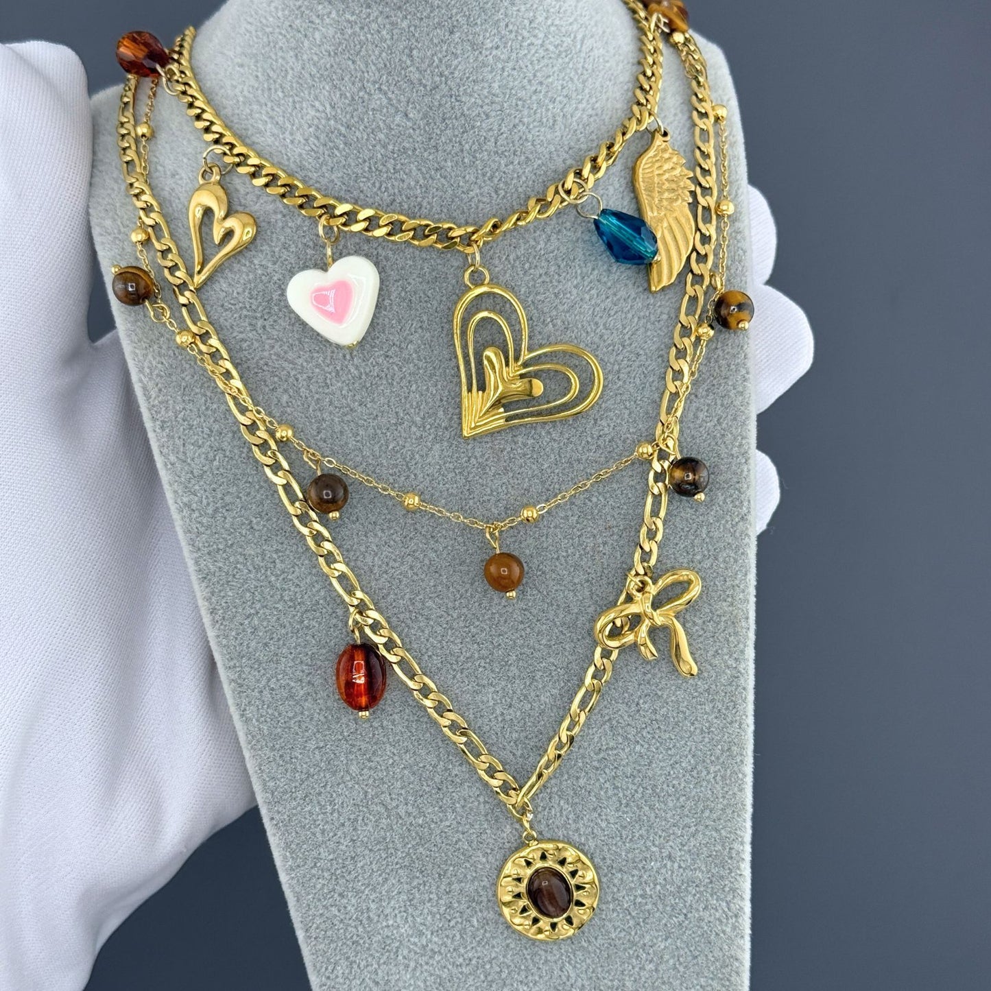Bow Necklace, 18K Gold Plated Steel