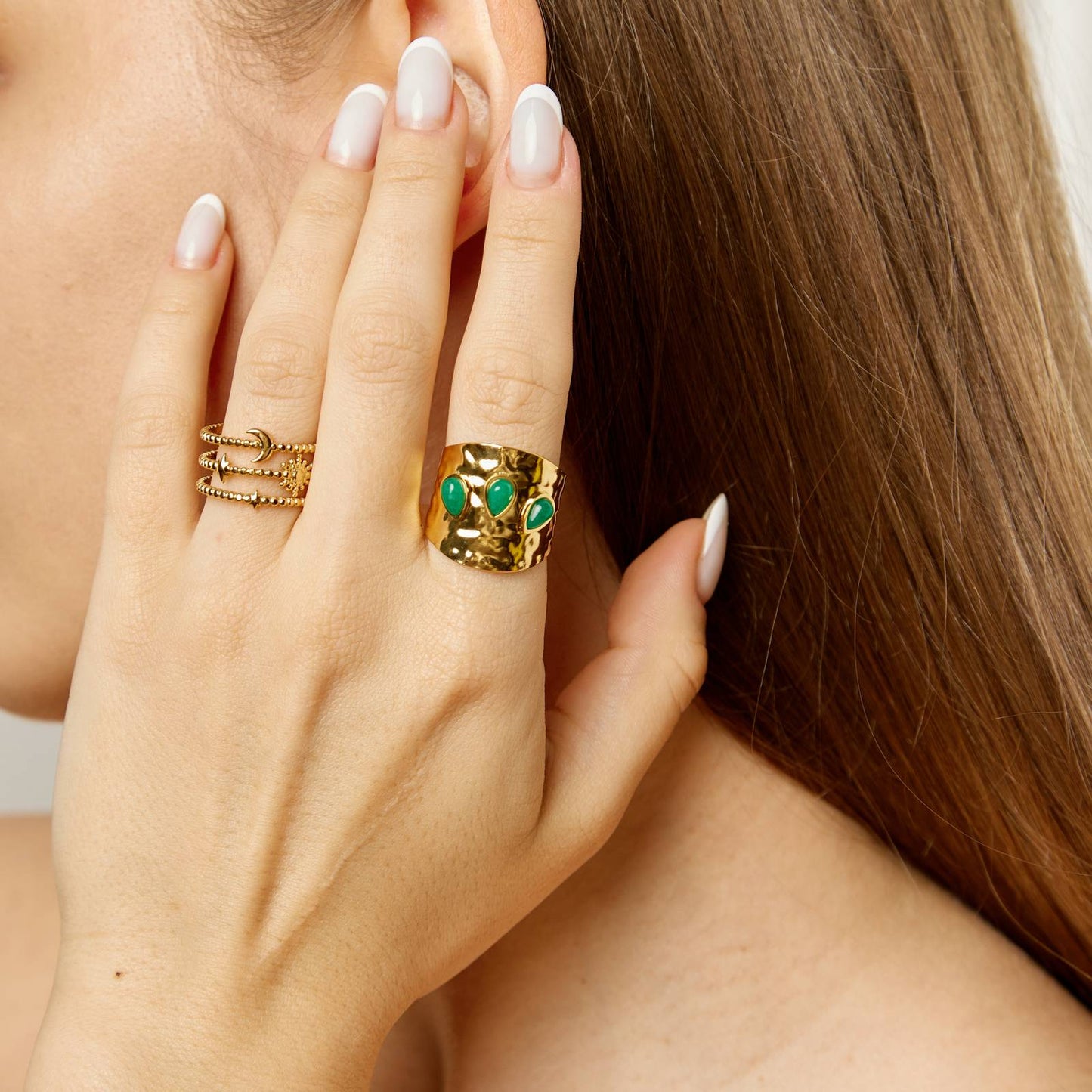 Ring, 18K Gold Plated Steel