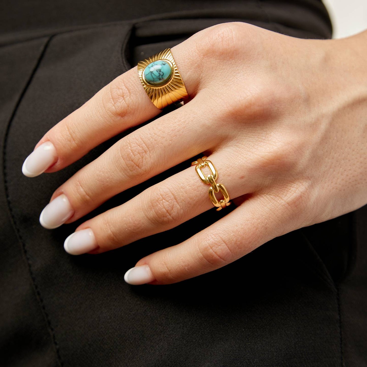 Ring, 18K Gold Plated Steel