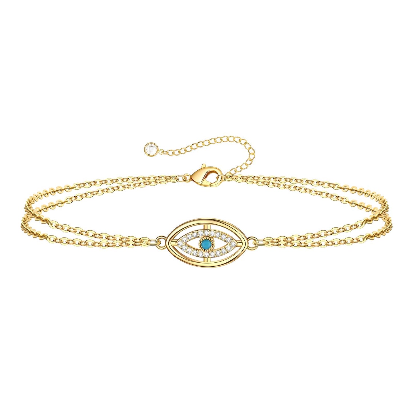 Evil Eye Bracelet, 18K Gold Plated Steel