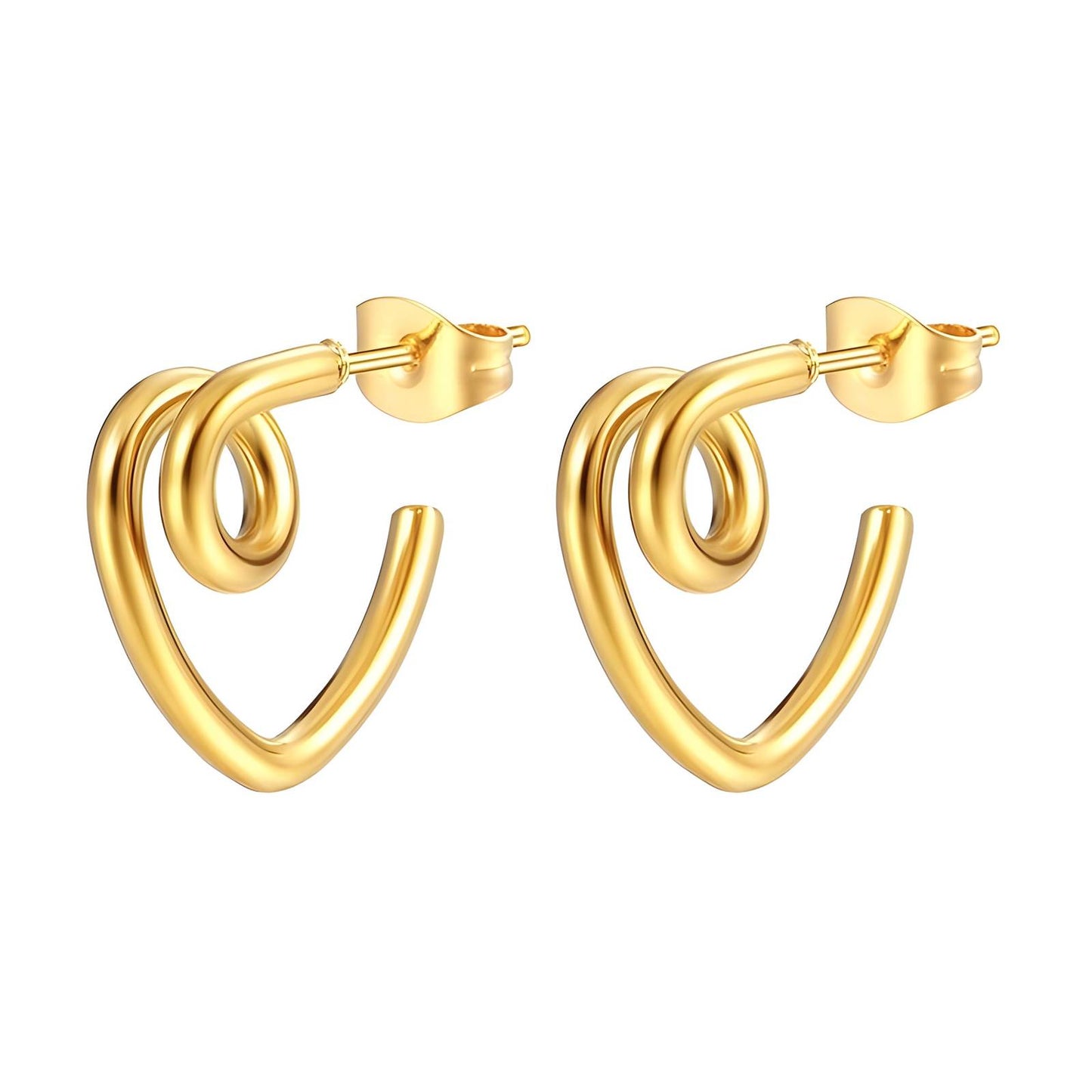 Earrings, 18K Gold Plated Steel