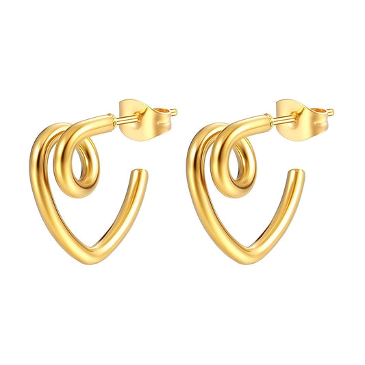 Earrings, 18K Gold Plated Steel