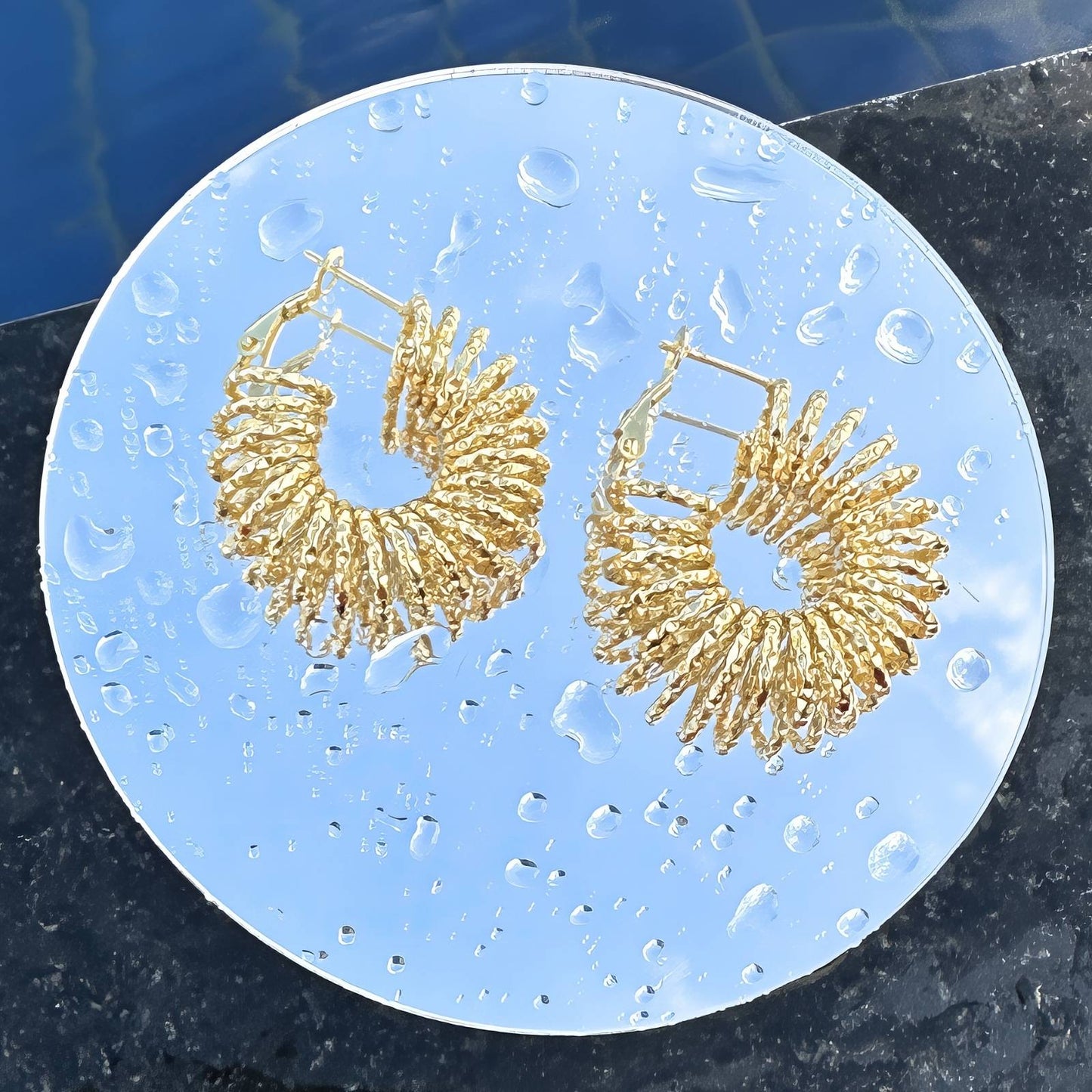 Spiral Earrings, 18K Gold Plated Steel