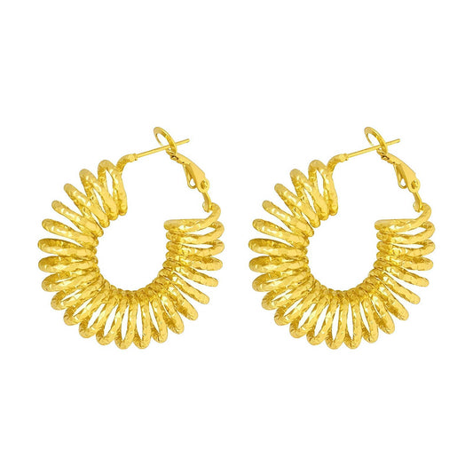 Spiral Earrings, 18K Gold Plated Steel