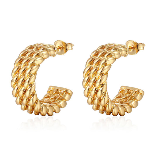 Earrings, 18K Gold Plated Steel
