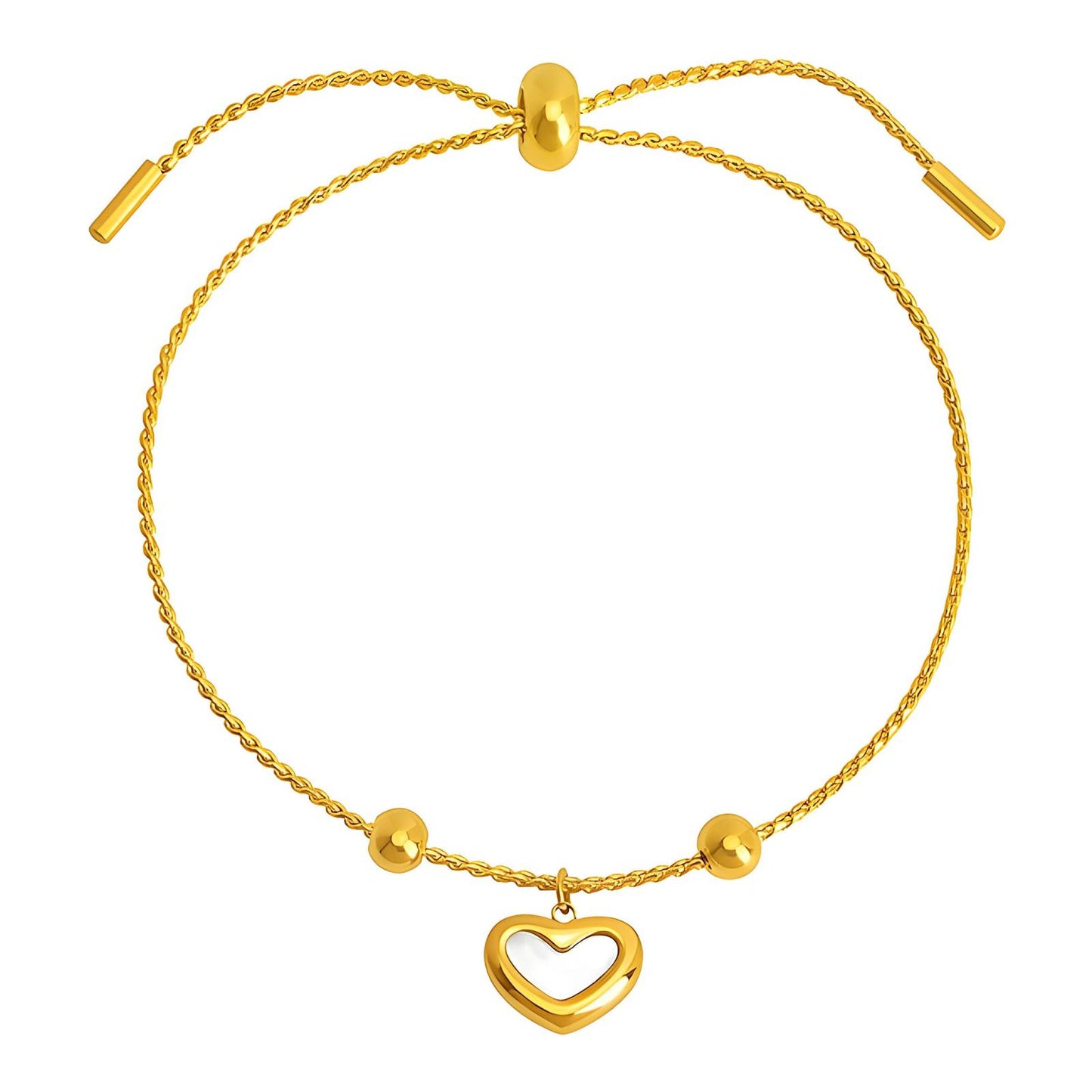 Heart Bracelet, 18K Gold Plated Steel