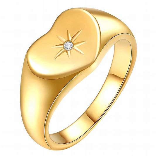 Heart Ring, 18K Gold Plated Steel
