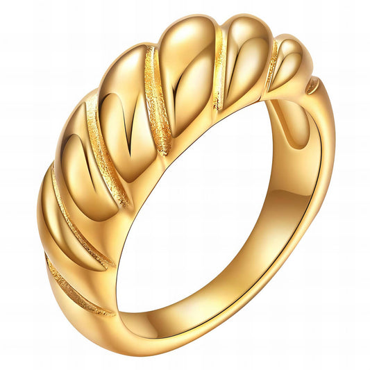 Croissant Ring, 18K Gold Plated Steel