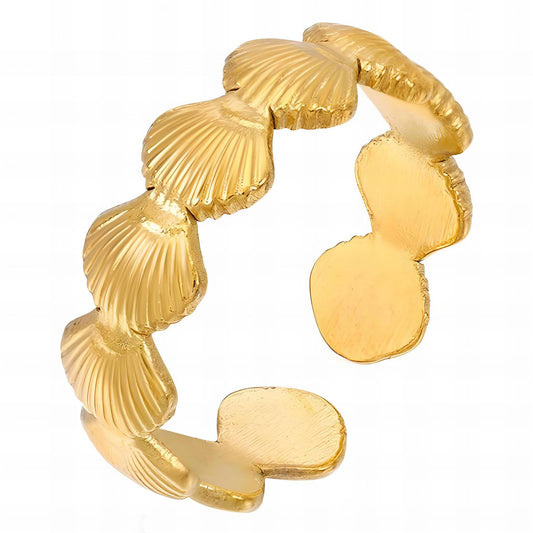 Seashells Ring, 18K Gold Plated Steel