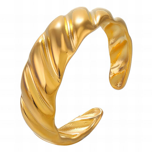 Croissant Ring, 18K Gold Plated Steel