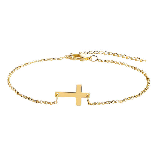 Crosses Bracelet, 18K Gold Plated Steel