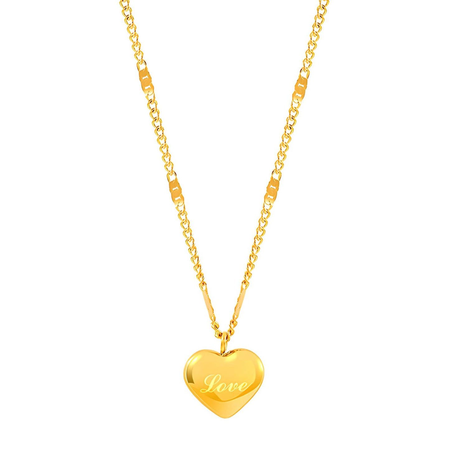 Heart Necklace, 18K Gold Plated Steel