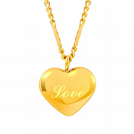 Heart Necklace, 18K Gold Plated Steel