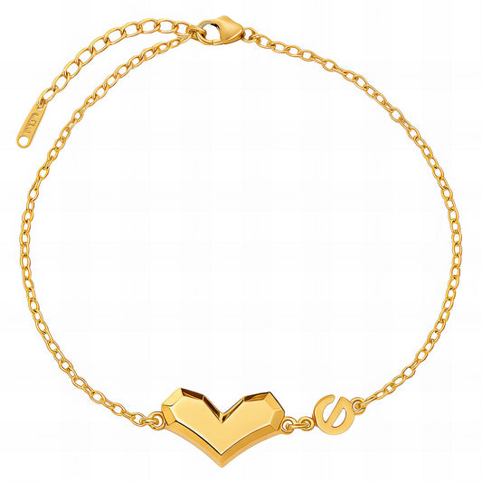 Heart Bracelet, 18K Gold Plated Steel