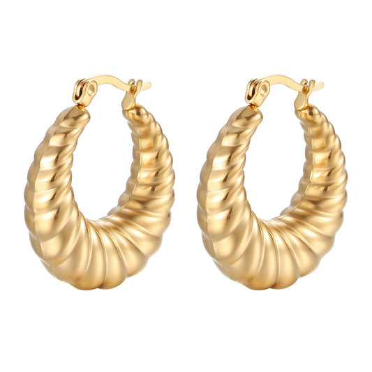 Earrings, 18K Gold Plated Steel