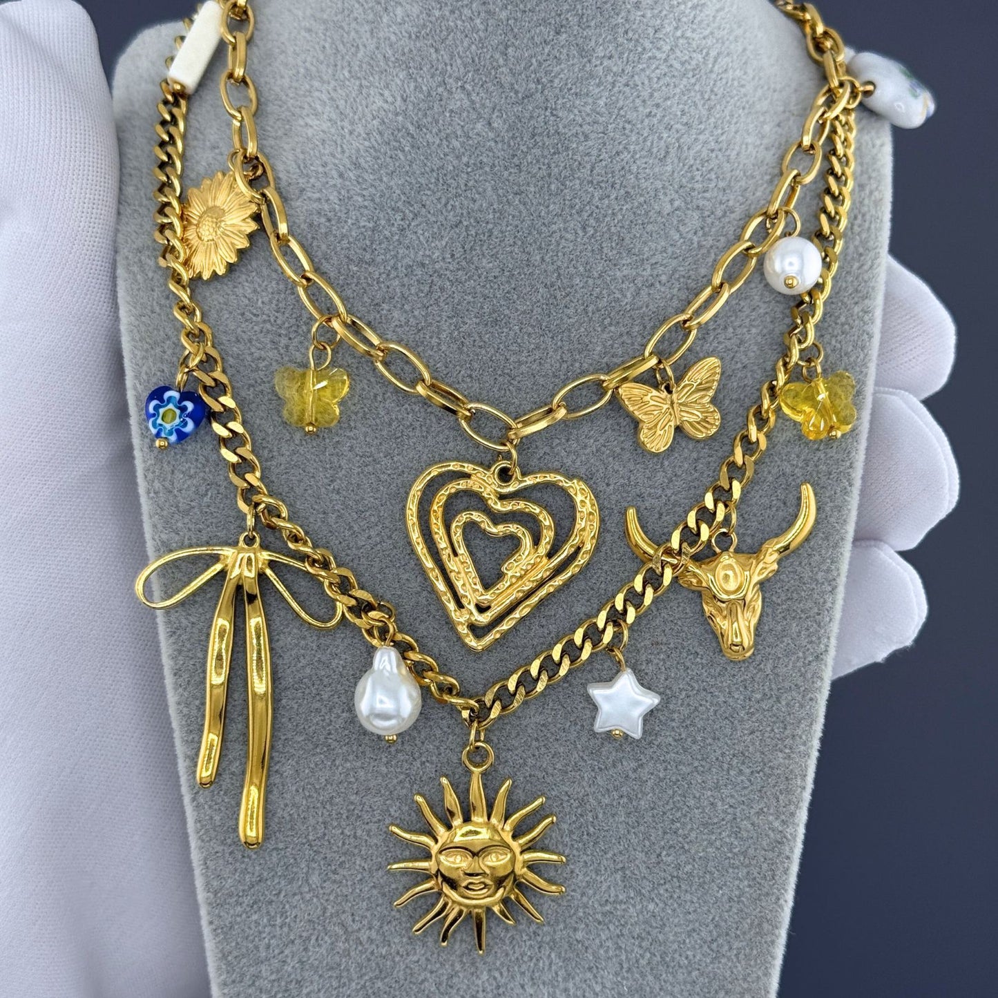 Sun Necklace, 18K Gold Plated Steel