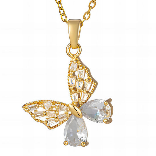 Butterfly Necklace, 18K Gold Plated Steel
