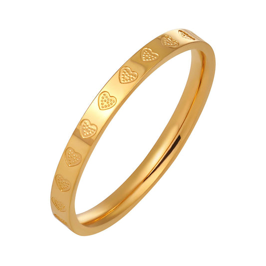 Hearts Ring, 18K Gold Plated Steel