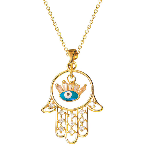 evil eye Necklace, 18K Gold Plated Steel