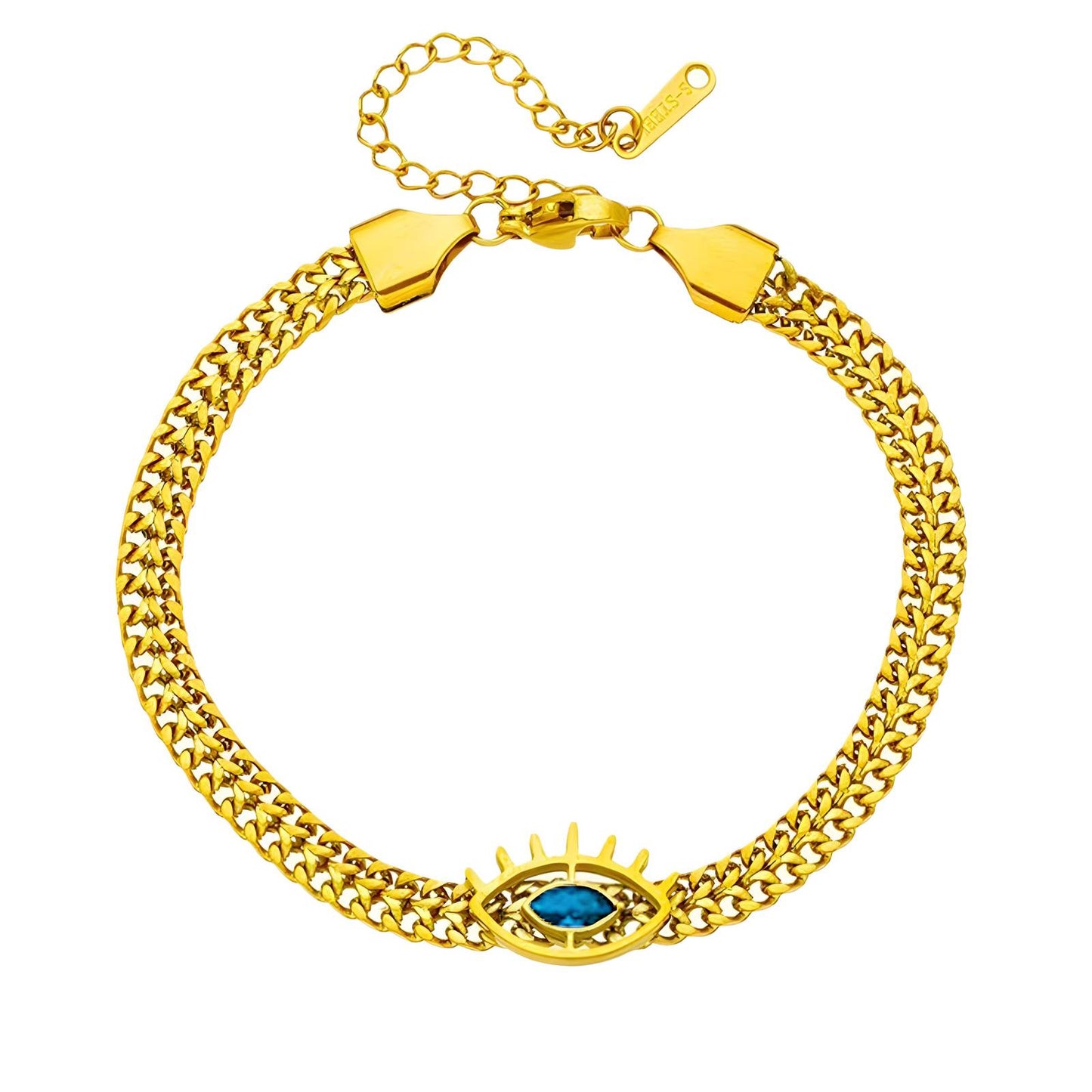 Evil Eye Bracelet, 18K Gold Plated Steel