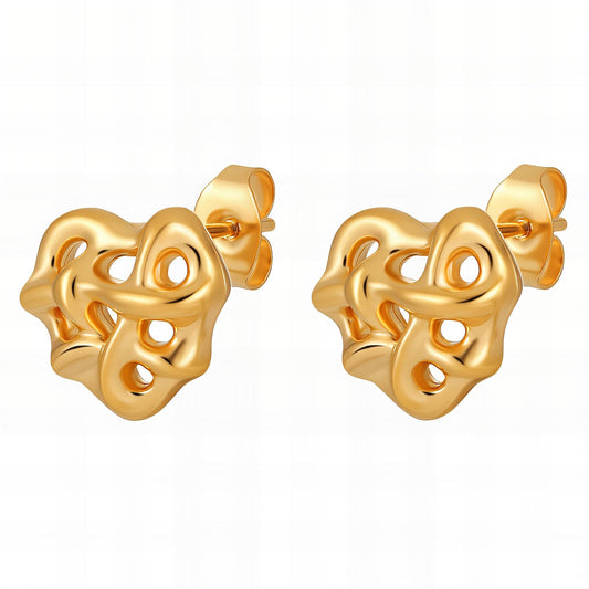 Hearts Earrings, 18K Gold Plated Steel