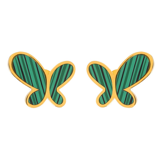 Butterflies Earrings, 18K Gold Plated Steel