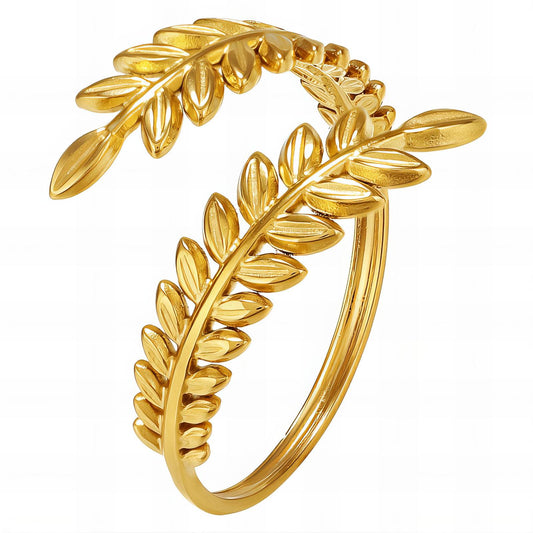 Leafs Ring, 18K Gold Plated Steel