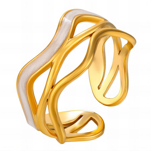 Ring, 18K Gold Plated Steel