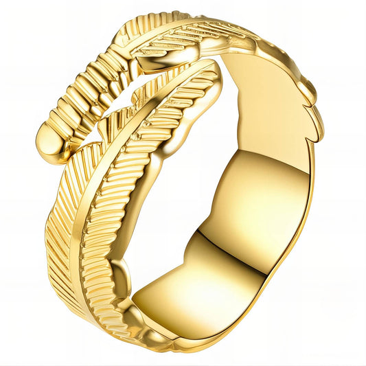 Leaf Ring, 18K Gold Plated Steel