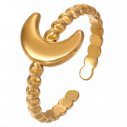 Crescent Ring, 18K Gold Plated Steel