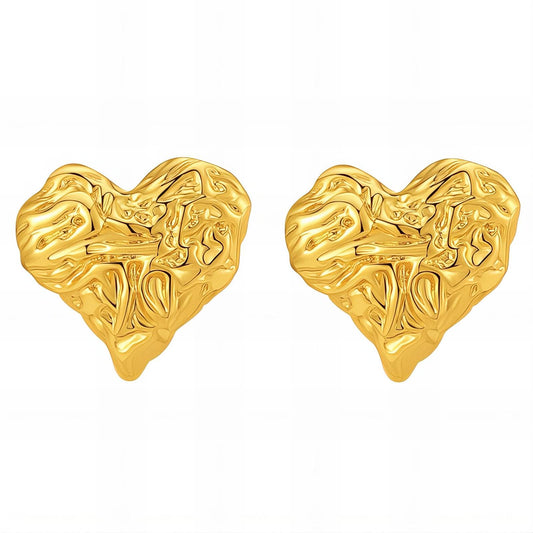 Hearts Earrings, 18K Gold Plated Steel