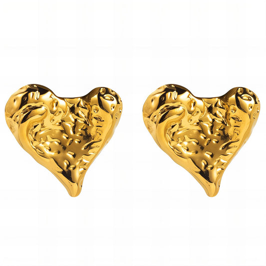 Hearts Earrings, 18K Gold Plated Steel