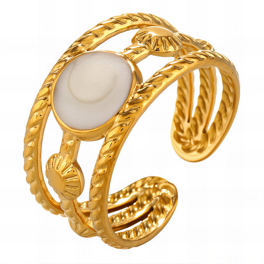 Ring, 18K Gold Plated Steel