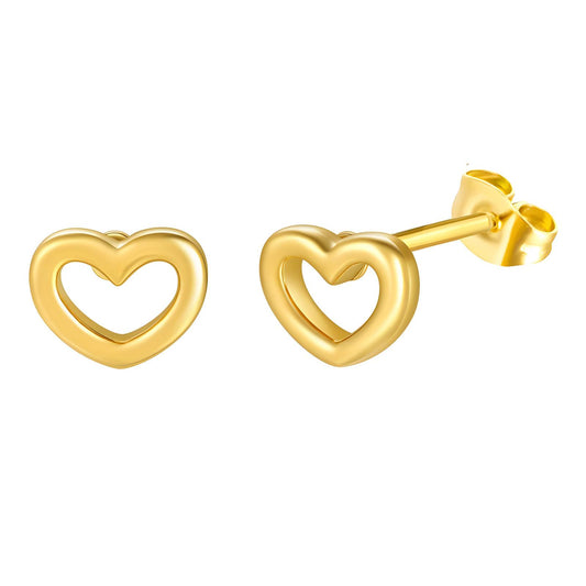 Hearts Earrings, 18K Gold Plated Steel