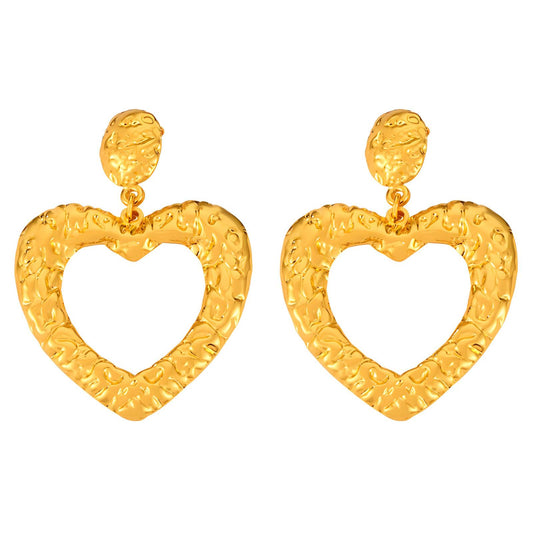 Hearts Earrings, 18K Gold Plated Steel