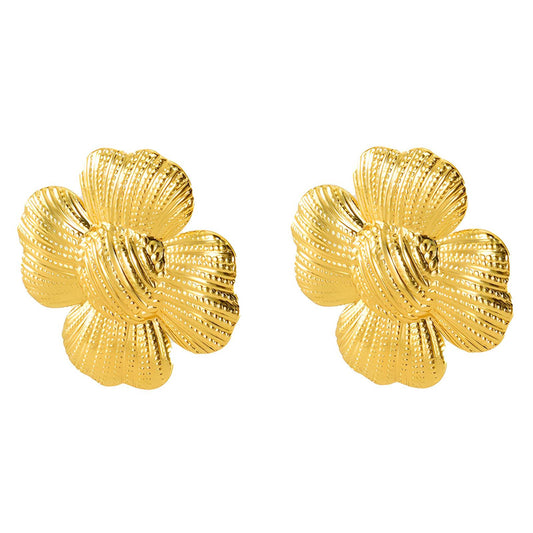 Flowers Earrings, 18K Gold Plated Steel