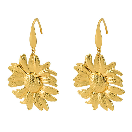 Flowers Earrings, 18K Gold Plated Steel