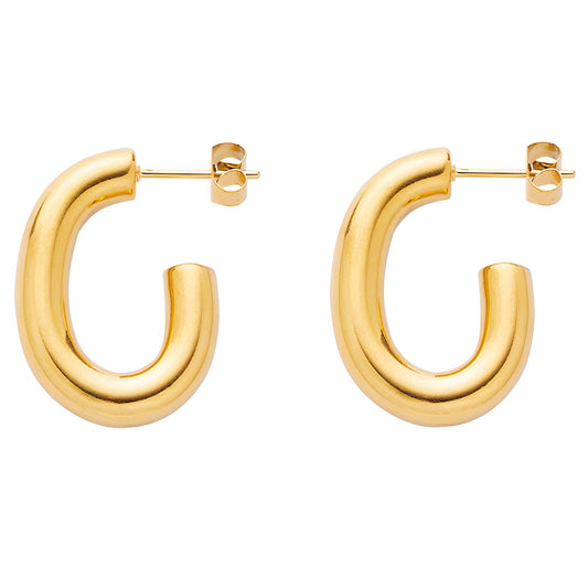 Earrings, 18K Gold Plated Steel